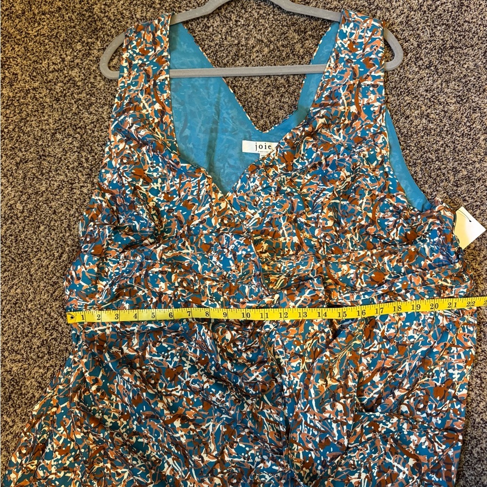Joie Blue Rust Teal Floral Summer Spring Sleeveless Faux Wrap Dress Plus Sz 4X - Picture 14 of 15